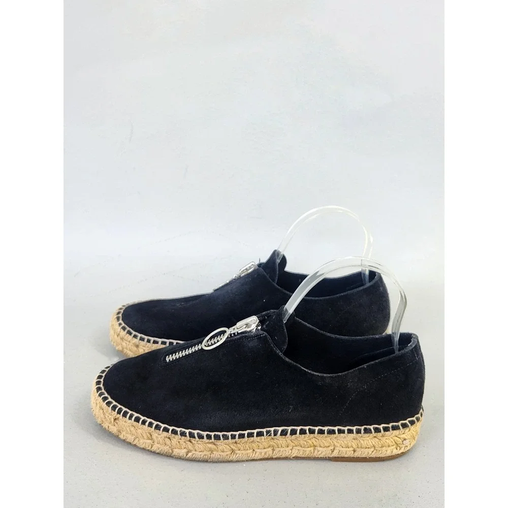 Alexander Wang Devon Espadrilles Women 38 Black Suede Zipper Platform Loafers